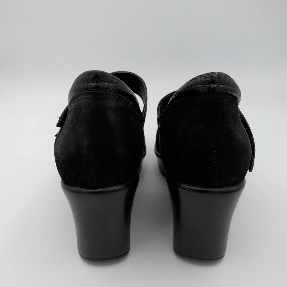Naot Black Suede Leather Mary Jane Wedge Shoes Womens 38 7 Comfort Casual Office